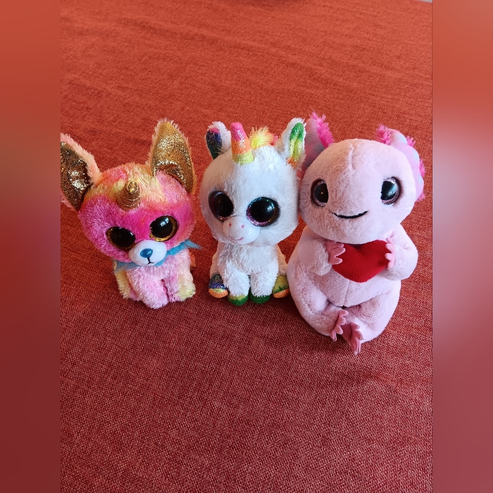 TY plush  Trio - Pink, White, and Gold